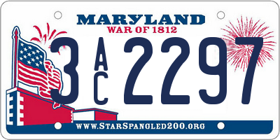 MD license plate 3AC2297