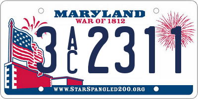 MD license plate 3AC2311