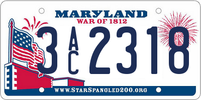 MD license plate 3AC2318