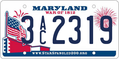 MD license plate 3AC2319
