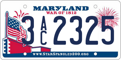 MD license plate 3AC2325
