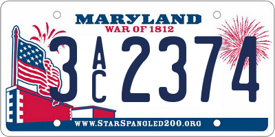 MD license plate 3AC2374