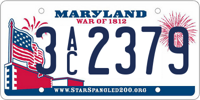 MD license plate 3AC2379