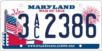 MD license plate 3AC2386