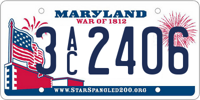 MD license plate 3AC2406