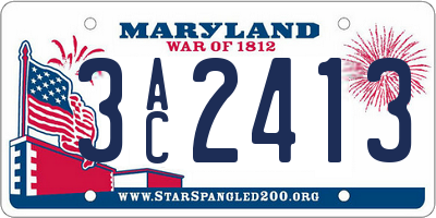 MD license plate 3AC2413