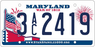 MD license plate 3AC2419