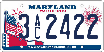 MD license plate 3AC2422