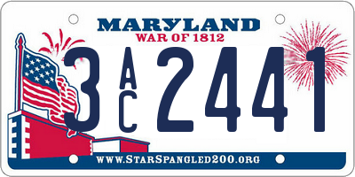 MD license plate 3AC2441