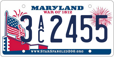 MD license plate 3AC2455