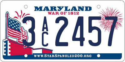 MD license plate 3AC2457