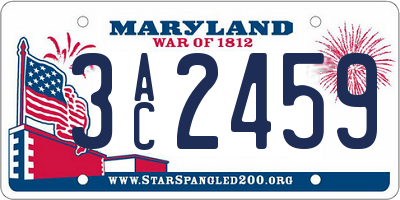 MD license plate 3AC2459