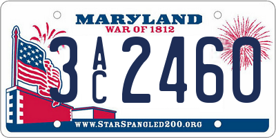 MD license plate 3AC2460