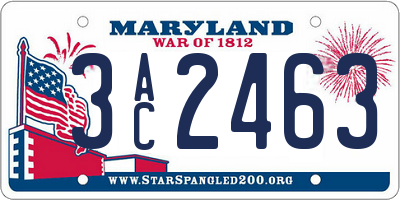 MD license plate 3AC2463