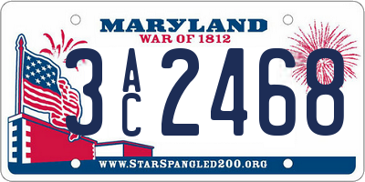 MD license plate 3AC2468
