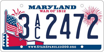 MD license plate 3AC2472