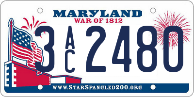 MD license plate 3AC2480