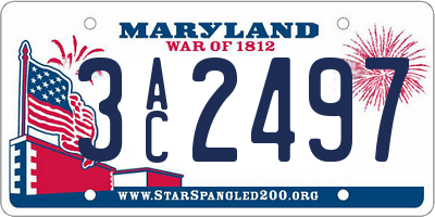 MD license plate 3AC2497