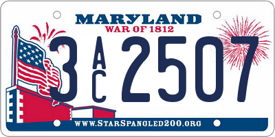 MD license plate 3AC2507