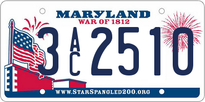 MD license plate 3AC2510