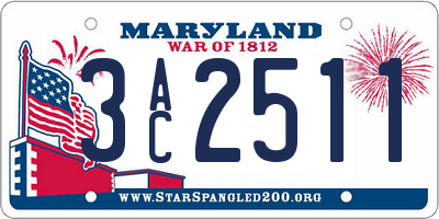 MD license plate 3AC2511