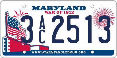 MD license plate 3AC2513