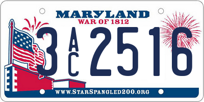 MD license plate 3AC2516