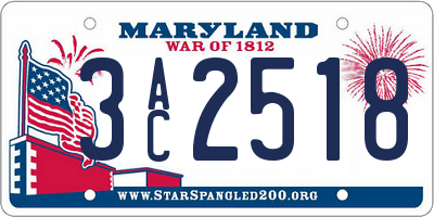 MD license plate 3AC2518