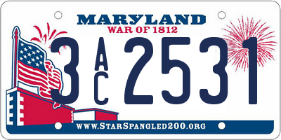MD license plate 3AC2531