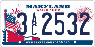 MD license plate 3AC2532