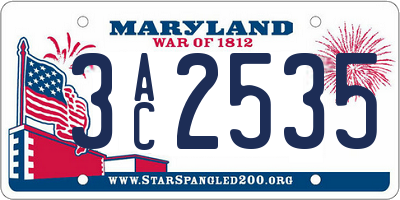 MD license plate 3AC2535