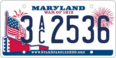MD license plate 3AC2536