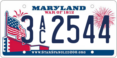 MD license plate 3AC2544