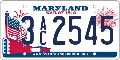 MD license plate 3AC2545