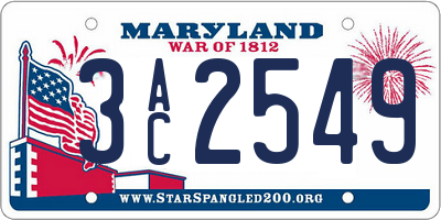 MD license plate 3AC2549