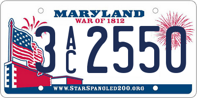 MD license plate 3AC2550