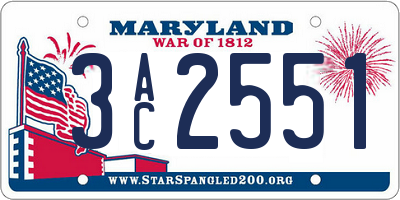 MD license plate 3AC2551