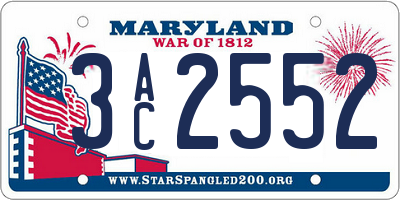 MD license plate 3AC2552