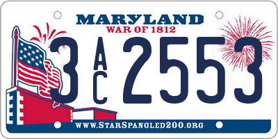 MD license plate 3AC2553