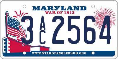 MD license plate 3AC2564