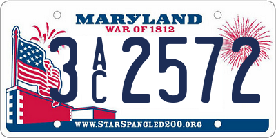 MD license plate 3AC2572