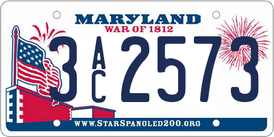 MD license plate 3AC2573
