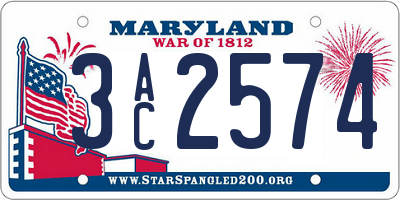 MD license plate 3AC2574