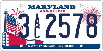 MD license plate 3AC2578