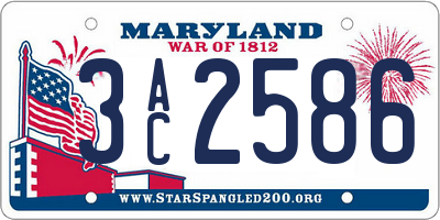 MD license plate 3AC2586