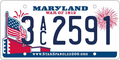 MD license plate 3AC2591