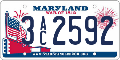 MD license plate 3AC2592