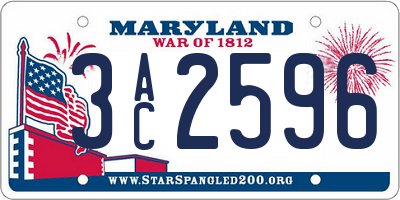 MD license plate 3AC2596