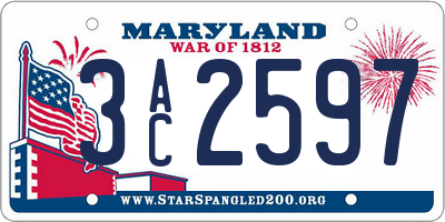 MD license plate 3AC2597