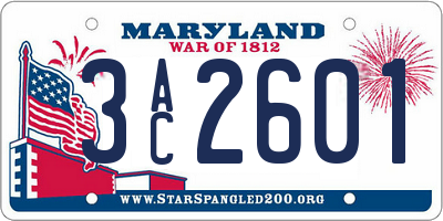 MD license plate 3AC2601